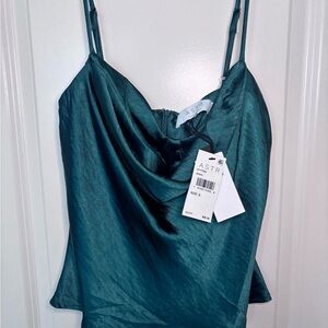 NWT ASTR Satin Cowl Neck Green Camisole Bustier style top